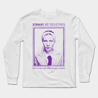 Simone de Beauvoir // Retro Style Design Long Sleeve T-Shirt